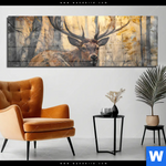 Acrylglasbild Hirsch Im Morgenlicht Panorama Produktvorschau mit dem Bild Hirsch im Morgenlicht im Format Panorama.
