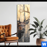 Acrylglasbild Hirsch Im Morgenlicht Schmal Produktvorschau mit dem Bild Hirsch im Morgenlicht im Format Schmal.