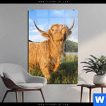 Acrylglasbild Hochland Bulle Hochformat Produktvorschau mit dem Bild Hochland-Bulle im Format Hochformat.