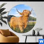 Acrylglasbild Hochland Bulle Rund Produktvorschau mit dem Bild Hochland-Bulle im Format Rund.