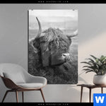 Acrylglasbild Hochland Rind Schwarz Weiss No 2 Hochformat Produktvorschau mit dem Bild Hochland-Rind Schwarz-Weiß No. 2 im Format Hochformat.