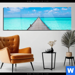 Acrylglasbild Hoelzernes Pier Panorama Produktvorschau mit dem Bild Hölzernes Pier im Format Panorama.
