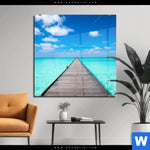 Acrylglasbild Hoelzernes Pier Quadrat Produktvorschau mit dem Bild Hölzernes Pier im Format Quadrat.