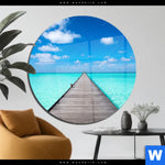 Acrylglasbild Hoelzernes Pier Rund Produktvorschau mit dem Bild Hölzernes Pier im Format Rund.