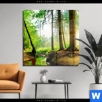 Acrylglasbild Idyllischer Wald Bei Sonnenaufgang Quadrat Produktvorschau mit dem Bild Idyllischer Wald bei Sonnenaufgang im Format Quadrat.