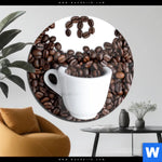 Acrylglasbild Kaffeegenuss Aus Besten Bohnen Rund Produktvorschau mit dem Bild Kaffeegenuss aus besten Bohnen im Format Rund.
