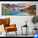 Acrylglasbild Kanadischer Bergsee Panorama Produktvorschau mit dem Bild Kanadischer Bergsee im Format Panorama.