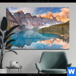 Acrylglasbild Kanadischer Bergsee Querformat Produktvorschau mit dem Bild Kanadischer Bergsee im Format Querformat.