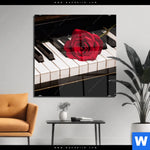 Acrylglasbild Klavier Rose Quadrat Produktvorschau mit dem Bild Klavier & Rose im Format Quadrat.