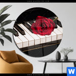 Acrylglasbild Klavier Rose Rund Produktvorschau mit dem Bild Klavier & Rose im Format Rund.