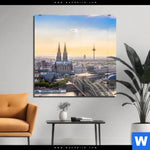 Acrylglasbild Koelner Skyline Quadrat Produktvorschau mit dem Bild Kölner Skyline im Format Quadrat.