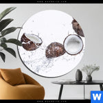 Acrylglasbild Kokosnuesse Mit Wasserspritzer Rund Produktvorschau mit dem Bild Kokosnüsse mit Wasserspritzer im Format Rund.