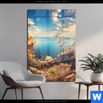 Acrylglasbild Kuestenlandschaft Mit Altem Baum Hochformat Produktvorschau mit dem Bild Küstenlandschaft mit altem Baum im Format Hochformat.