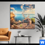 Acrylglasbild Kuestenlandschaft Mit Altem Baum Quadrat Produktvorschau mit dem Bild Küstenlandschaft mit altem Baum im Format Quadrat.