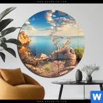 Acrylglasbild Kuestenlandschaft Mit Altem Baum Rund Produktvorschau mit dem Bild Küstenlandschaft mit altem Baum im Format Rund.