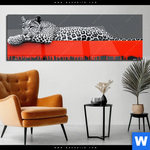 Acrylglasbild Leopard Eleganz Trifft Abstraktion Panorama Produktvorschau mit dem Bild Leopard - Eleganz trifft Abstraktion im Format Panorama.