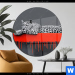 Acrylglasbild Leopard Eleganz Trifft Abstraktion Rund Produktvorschau mit dem Bild Leopard - Eleganz trifft Abstraktion im Format Rund.