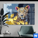 Acrylglasbild Leopard Eleganz Trifft Farbe Querformat Produktvorschau mit dem Bild Leopard - Eleganz trifft Farbe im Format Querformat.
