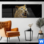 Acrylglasbild Leopard In Der Dunkelheit Panorama Produktvorschau mit dem Bild Leopard in der Dunkelheit im Format Panorama.