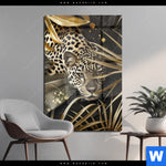 Acrylglasbild Leopard In Goldener Tarnung Hochformat Produktvorschau mit dem Bild Leopard in goldener Tarnung im Format Hochformat.