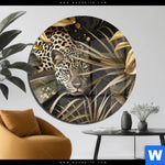 Acrylglasbild Leopard In Goldener Tarnung Rund Produktvorschau mit dem Bild Leopard in goldener Tarnung im Format Rund.