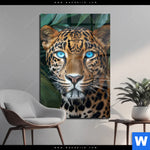 Acrylglasbild Leopard Mit Blauen Augen Hochformat Produktvorschau mit dem Bild Leopard mit blauen Augen im Format Hochformat.