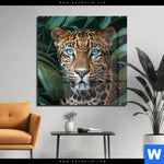 Acrylglasbild Leopard Mit Blauen Augen Quadrat Produktvorschau mit dem Bild Leopard mit blauen Augen im Format Quadrat.