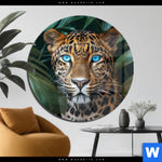 Acrylglasbild Leopard Mit Blauen Augen Rund Produktvorschau mit dem Bild Leopard mit blauen Augen im Format Rund.