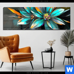 Acrylglasbild Leuchtende Fantasieblueten Panorama Produktvorschau mit dem Bild Leuchtende Fantasieblüten im Format Panorama.