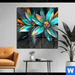 Acrylglasbild Leuchtende Fantasieblueten Quadrat Produktvorschau mit dem Bild Leuchtende Fantasieblüten im Format Quadrat.