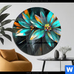 Acrylglasbild Leuchtende Fantasieblueten Rund Produktvorschau mit dem Bild Leuchtende Fantasieblüten im Format Rund.