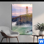 Acrylglasbild Leuchtturm Bei Stuermischer See Hochformat Produktvorschau mit dem Bild Leuchtturm bei stürmischer See im Format Hochformat.