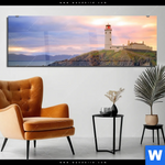 Acrylglasbild Leuchtturm Bei Stuermischer See Panorama Produktvorschau mit dem Bild Leuchtturm bei stürmischer See im Format Panorama.