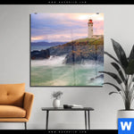 Acrylglasbild Leuchtturm Bei Stuermischer See Quadrat Produktvorschau mit dem Bild Leuchtturm bei stürmischer See im Format Quadrat.