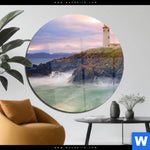 Acrylglasbild Leuchtturm Bei Stuermischer See Rund Produktvorschau mit dem Bild Leuchtturm bei stürmischer See im Format Rund.