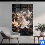 Acrylglasbild Lilien In Goldenem Rauch Hochformat Produktvorschau mit dem Bild Lilien in goldenem Rauch im Format Hochformat.
