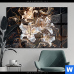 Acrylglasbild Lilien In Goldenem Rauch Querformat Produktvorschau mit dem Bild Lilien in goldenem Rauch im Format Querformat.