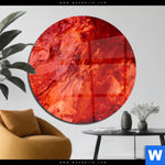 Acrylglasbild Liquid Marmor Rot Rund Produktvorschau mit dem Bild Liquid Marmor rot im Format Rund.