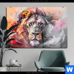 Acrylglasbild Loewe Im Farbensturm Querformat Produktvorschau mit dem Bild Löwe im Farbensturm im Format Querformat.
