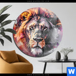 Acrylglasbild Loewe Im Farbensturm Rund Produktvorschau mit dem Bild Löwe im Farbensturm im Format Rund.