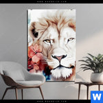 Acrylglasbild Loewe Mit Blumen Hochformat Produktvorschau mit dem Bild Löwe mit Blumen im Format Hochformat.
