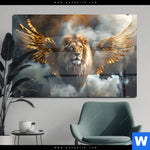Acrylglasbild Loewe Mit Goldenen Fluegeln Querformat Produktvorschau mit dem Bild Löwe mit goldenen Flügeln im Format Querformat.