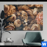 Acrylglasbild Loewe Schlaeft In Blueten Querformat Produktvorschau mit dem Bild Löwe schläft in Blüten im Format Querformat.