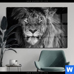 Acrylglasbild Loewe Schwarzweiss Querformat Produktvorschau mit dem Bild Löwe Schwarzweiß im Format Querformat.