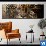 Acrylglasbild Loewenkopf Mit Krone Panorama Produktvorschau mit dem Bild Löwenkopf mit Krone im Format Panorama.