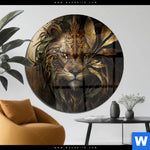 Acrylglasbild Loewenkopf Mit Krone Rund Produktvorschau mit dem Bild Löwenkopf mit Krone im Format Rund.