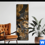 Acrylglasbild Loewenportrait Kraft Und Eleganz Schmal Produktvorschau mit dem Bild Löwenportrait: Kraft und Eleganz im Format Schmal.