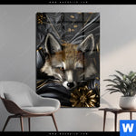 Acrylglasbild Luxurioeser Fuchs Mit Blumen Hochformat Produktvorschau mit dem Bild Luxuriöser Fuchs mit Blumen im Format Hochformat.