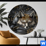 Acrylglasbild Luxurioeser Fuchs Mit Blumen Rund Produktvorschau mit dem Bild Luxuriöser Fuchs mit Blumen im Format Rund.
