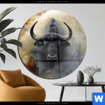 Acrylglasbild Maechtiger Bueffel Rund Produktvorschau mit dem Bild Mächtiger Büffel im Format Rund.